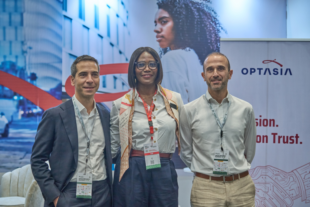 Antoine Chatzistamatiou, Optasia’s Chief Technology & Innovation Officer, Uchenna Agbo, Chief Commercial Officer and Stelios Lelis, Chief Data & Risk Officer at the National Data Privacy Summit
